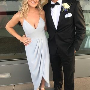 Shona Joy Core Draped Cocktail Dress in Powder Blue